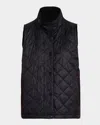 Eileen Fisher Reversible Quilted Stand-collar Vest In Black