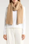 Eileen Fisher Rib Cashmere Blend Wrap In Brown