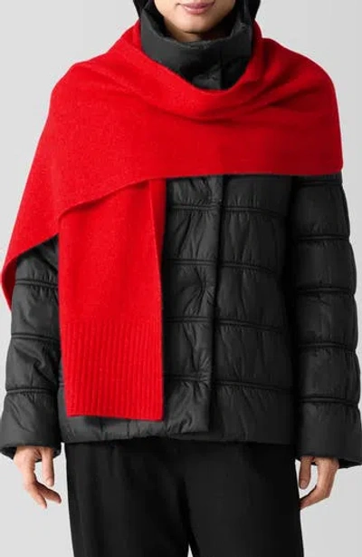 Eileen Fisher Rib Cashmere Blend Wrap In Red