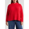 Eileen Fisher Rib Mock Neck Sweater In Red Poppy