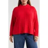 Eileen Fisher Rib Mock Neck Sweater In Red Poppy