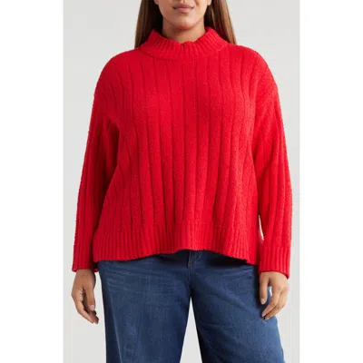 Eileen Fisher Rib Mock Neck Sweater In Red Poppy