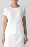 Eileen Fisher Raglan Short Sleeve Sweater In White
