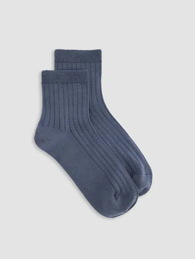 Eileen Fisher Rib Short Crew Sock In Blue