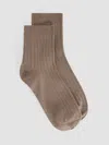 Eileen Fisher Rib Short Crew Sock In Brown
