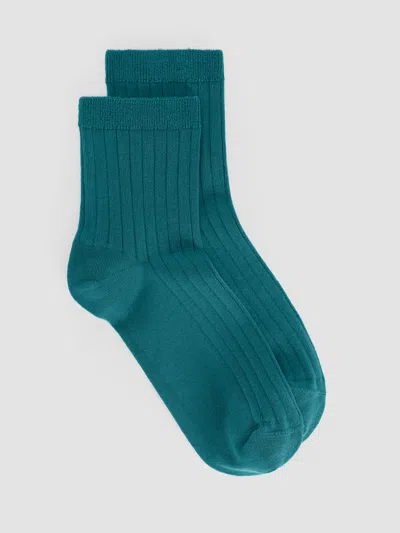 Eileen Fisher Rib Short Crew Sock In Green