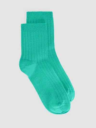 Eileen Fisher Rib Short Crew Sock In Green