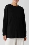 Eileen Fisher Ribbed Side-slit Boat-neck Tunic In Black