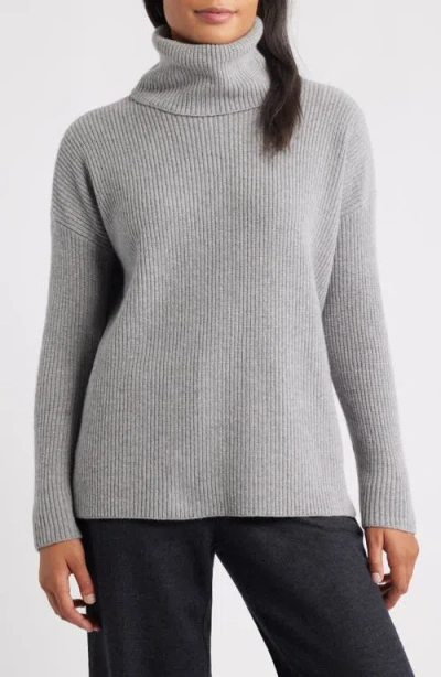 Eileen Fisher Rib Turtleneck Sweater In Gray