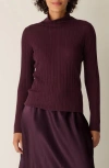Eileen Fisher Superfine Merino Turtleneck Top In Regenerative Wool In Burgundy