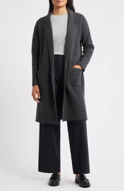Eileen Fisher Rib Wool Coatigan In Gray