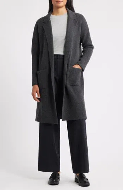 Eileen Fisher Rib Wool Coatigan In Gray