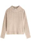 Eileen Fisher Rib Mock Neck Sweater In Beige
