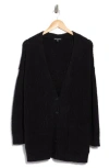 Eileen Fisher Ribbed Boyfriend Cardigan In Black