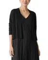 Eileen Fisher Ribbed Organic Linen-cotton Cardigan In Black