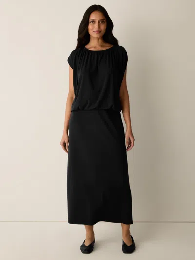 Eileen Fisher Ribbed Knit Skirt In Black
