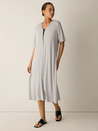 Eileen Fisher Ribbed Knit V-neck Dress In Blackberry