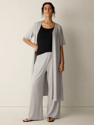 Eileen Fisher Ribbed Knit Wide-leg Pant In Chalk