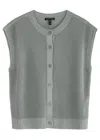 Eileen Fisher Ribbed Linen-blend Vest In Light Grey