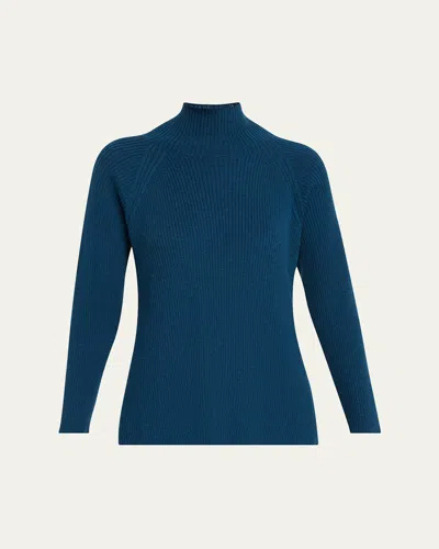 Eileen Fisher Ribbed Merino Wool Turtleneck Sweater In Multi