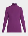 Eileen Fisher Ribbed Merino Wool Turtleneck Sweater In Purple