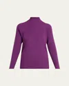 Eileen Fisher Ribbed Merino Wool Turtleneck Sweater In Purple