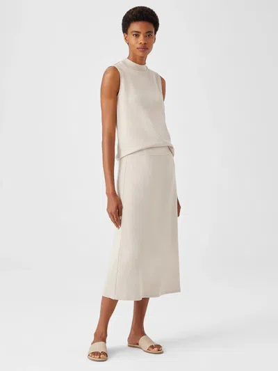 Eileen Fisher Ribbed Organic Cotton Blend A-line Skirt In Neutral