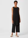 Eileen Fisher Ribbed Organic Cotton Blend Dress In Black