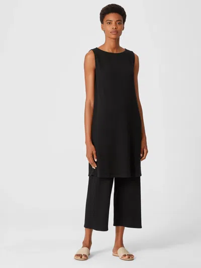 Eileen Fisher Ribbed Organic Cotton Blend Dress In Black