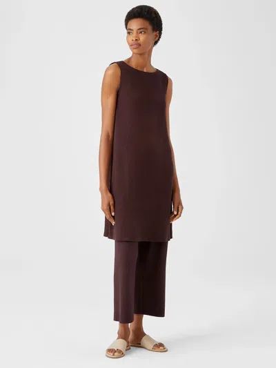 Eileen Fisher Ribbed Organic Cotton Blend Dress In Burgundy