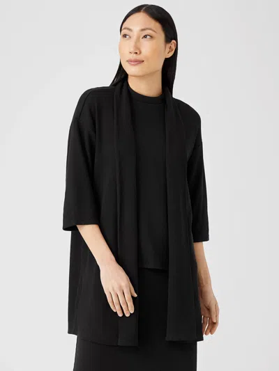 Eileen Fisher Ribbed Organic Cotton Blend Jacket In Black
