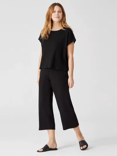 Eileen Fisher Ribbed Organic Cotton Blend Straight Pant In Black