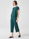 Eileen Fisher Ribbed Organic Cotton Blend Straight Pant In Green