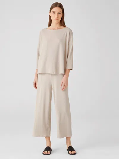 Eileen Fisher Ribbed Organic Cotton Blend Straight Pant In Neutral
