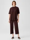 Eileen Fisher Ribbed Organic Cotton Blend Straight Pant In Burgundy
