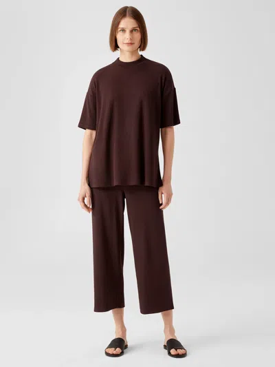 Eileen Fisher Ribbed Organic Cotton Blend Straight Pant In Burgundy