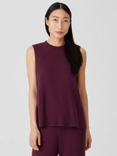 Eileen Fisher Ribbed Organic Cotton Blend Tank In Purple