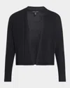Eileen Fisher Ribbed Organic Linen-cotton Cardigan In Black