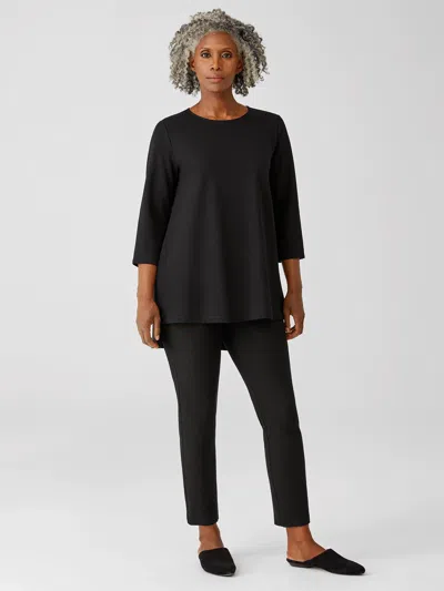 Eileen Fisher Ridge Knit Slim Ankle Pant In Black