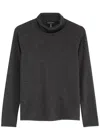 Eileen Fisher Roll-neck Fine-knit Wool Jumper In Charcoal
