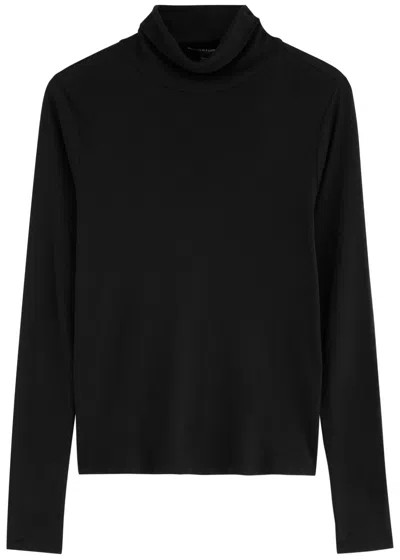Eileen Fisher Roll-neck Jersey Top In Black