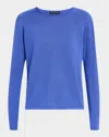Eileen Fisher Rolled Crewneck Sweater In Blue Star