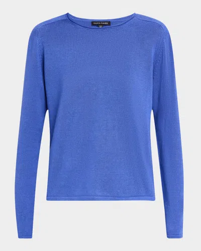 Eileen Fisher Rolled Crewneck Sweater In Blue Star