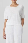 Eileen Fisher Rolled Edge Linen Blend Sweater In White