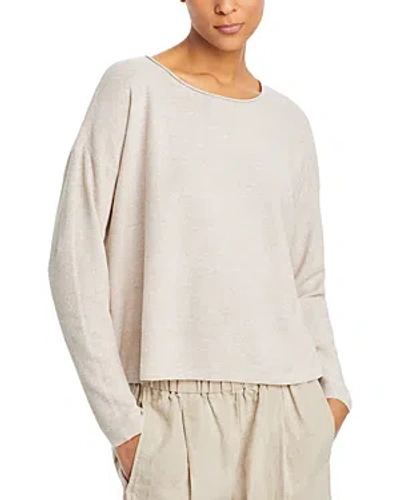 Eileen Fisher Round Neck Boxy Sweater In Natural