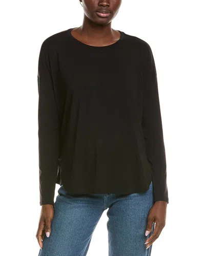 Eileen Fisher Round Neck Boxy Top In Black