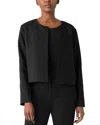 Eileen Fisher Boxy Quilted Silk Jacket In Black