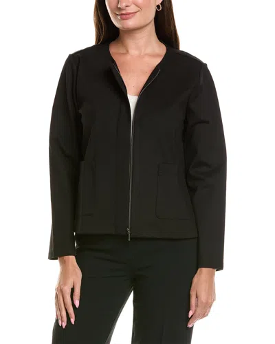 Eileen Fisher Round Neck Jacket In Black