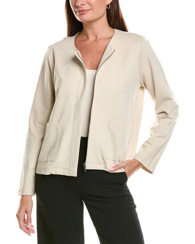 Eileen Fisher Round Neck Jacket In White