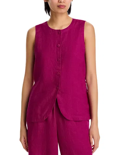 Eileen Fisher Round Neck Long Vest In Sangria